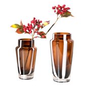 甄选简约棕白条纹玻璃花器加厚插花客厅餐桌玄关柜软装 艺术花器摆