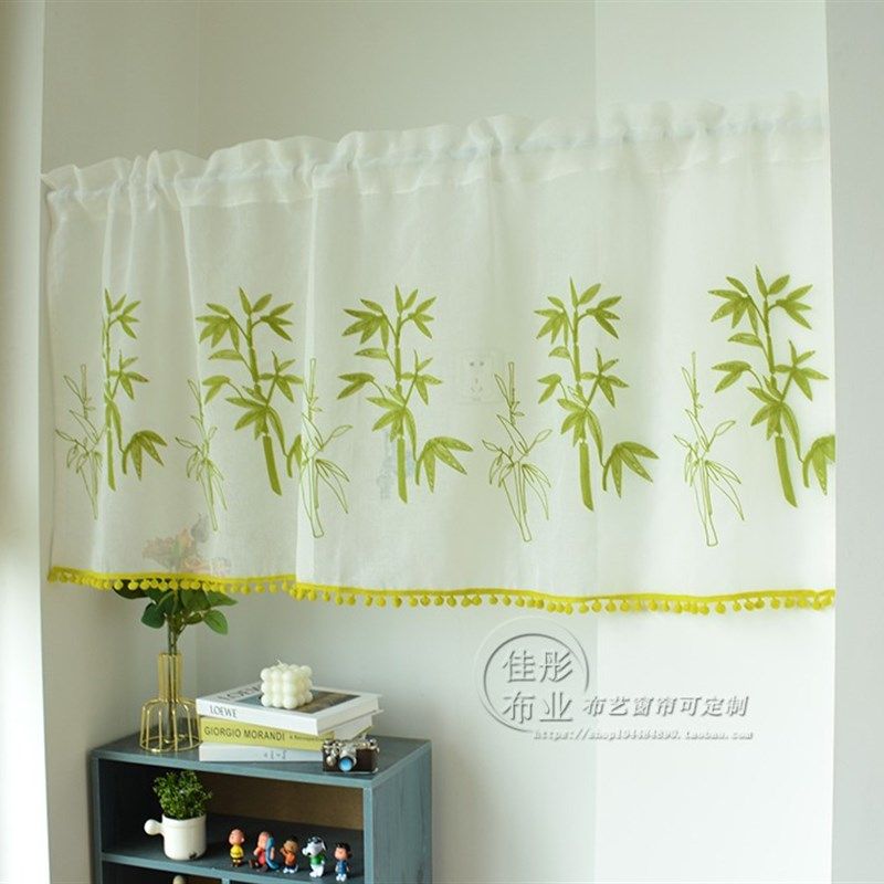 竹子绣花窗纱成品魔术贴纱帘半帘免打孔拍飘窗透光落地帘隔断帘透,工业油品/胶粘/化学/实验室用品,马弗炉/电阻炉/实验炉,淘宝优惠券,粉丝福利购,淘宝优惠卷