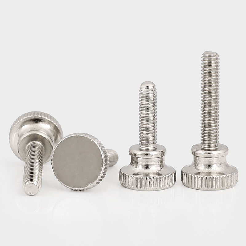 镀镍高头滚花手拧螺丝钉GB834手动台阶微调节螺栓M4*5x6x8x10x30