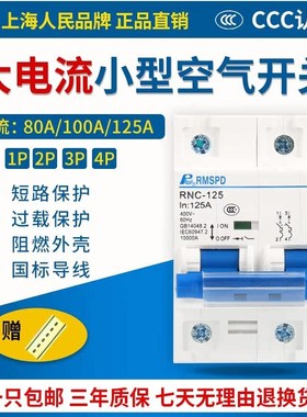 上海人民DZ47-80A100A125A小型断路器DZ158空开220V 家用总闸2P4P
