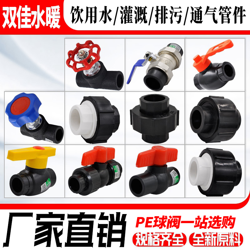 PE双活接全塑钢芯球阀截止阀全塑活接转换接头铜球阀水管管件配件