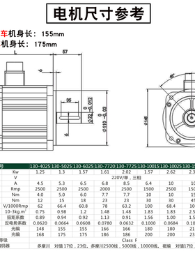 130伺服系统1.5KW伺服电机驱动器套装6N.M伺服电机驱动器送3米线