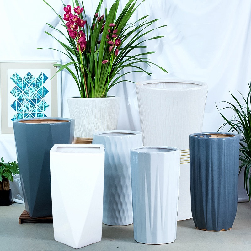 花盆陶瓷大号大口径30以上的北欧简约发财树兰花蝴蝶兰天堂鸟繁星