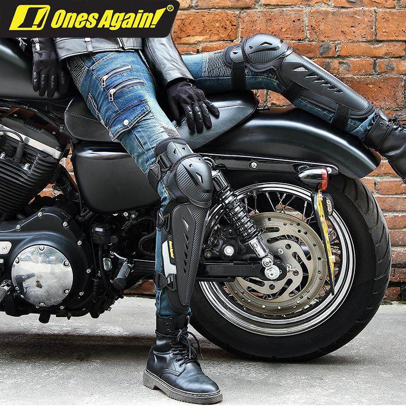 夏季摩托车护膝护肘四件套女骑行装备护腿骑士防摔护具全套女防风