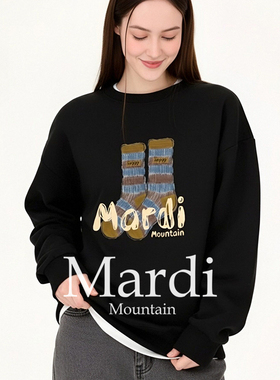 官方旗舰店Mardi Mountain韩国正品2026春款印花套头长袖女卫衣
