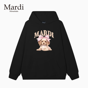 官方旗舰店Mardi Mountain韩国正品秋冬款印花套头长袖女连帽卫衣