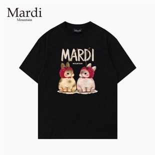 黑白纯棉短袖 官方旗舰店 2025夏新款 Mountain韩国正品 女t恤 Mardi