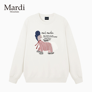官方旗舰店Mardi Mountain韩国正品2026春款印花套头圆领女卫衣