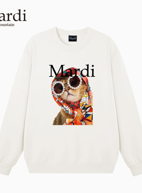 官方旗舰店Mardi Mountain韩国正品2025秋冬款印花套头圆领女卫衣
