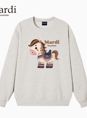 官方旗舰店Mardi Mountain韩国正品2026春款印花套头圆领女卫衣