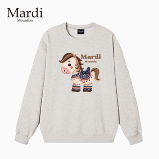 官方旗舰店Mardi Mountain韩国正品2026春款印花套头圆领女卫衣