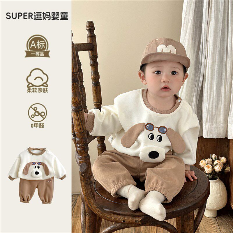 婴儿开春穿搭宝宝卫衣春装可爱超萌卡通上衣婴幼儿休闲服分体套装