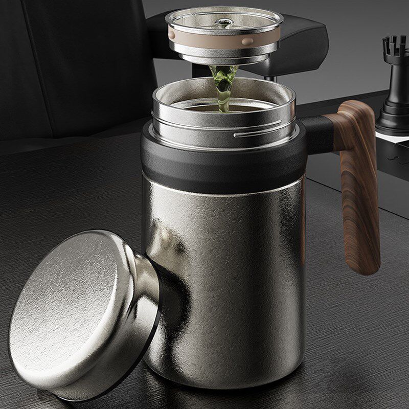 500毫升大容量纯钛办公杯手柄咖E啡杯男女礼品杯子送长辈领导