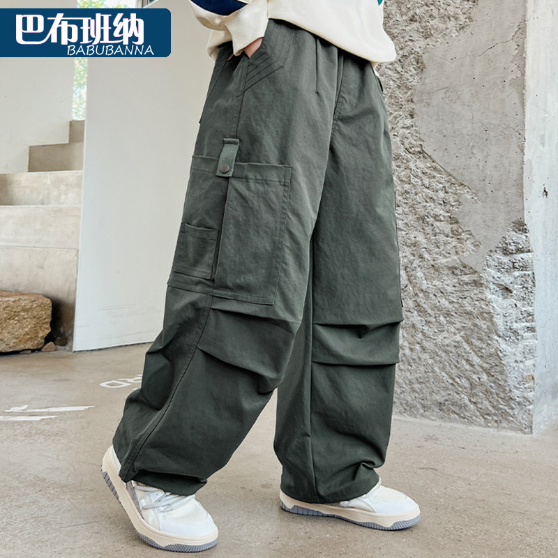 男童裤子春秋款2025新款春装大童休闲裤秋冬加绒儿童工装裤男孩潮