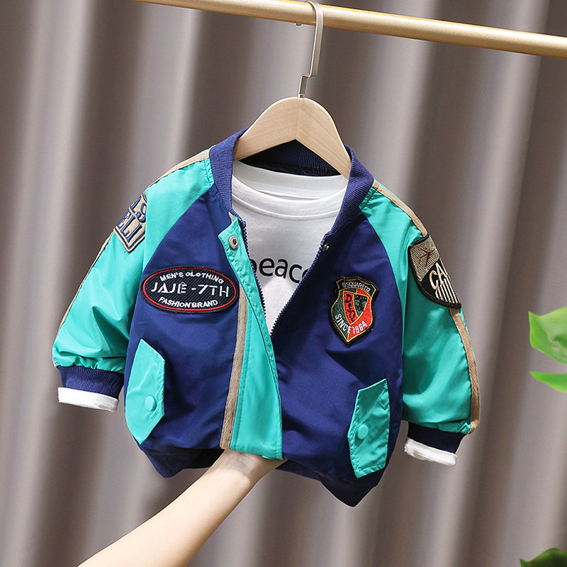 小童拼色炸街棒球服男女童2025春秋装宝宝夹克衫韩版儿童网红外套