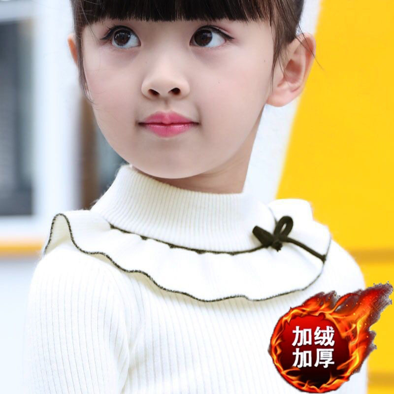 女童毛衣秋冬儿童半高领洋气打底衫春秋款宝宝针织毛线衣加绒加厚