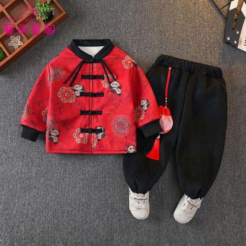 新中式男童拜年服姐弟装汉服国风民族古装表演服儿童喜庆过年唐装