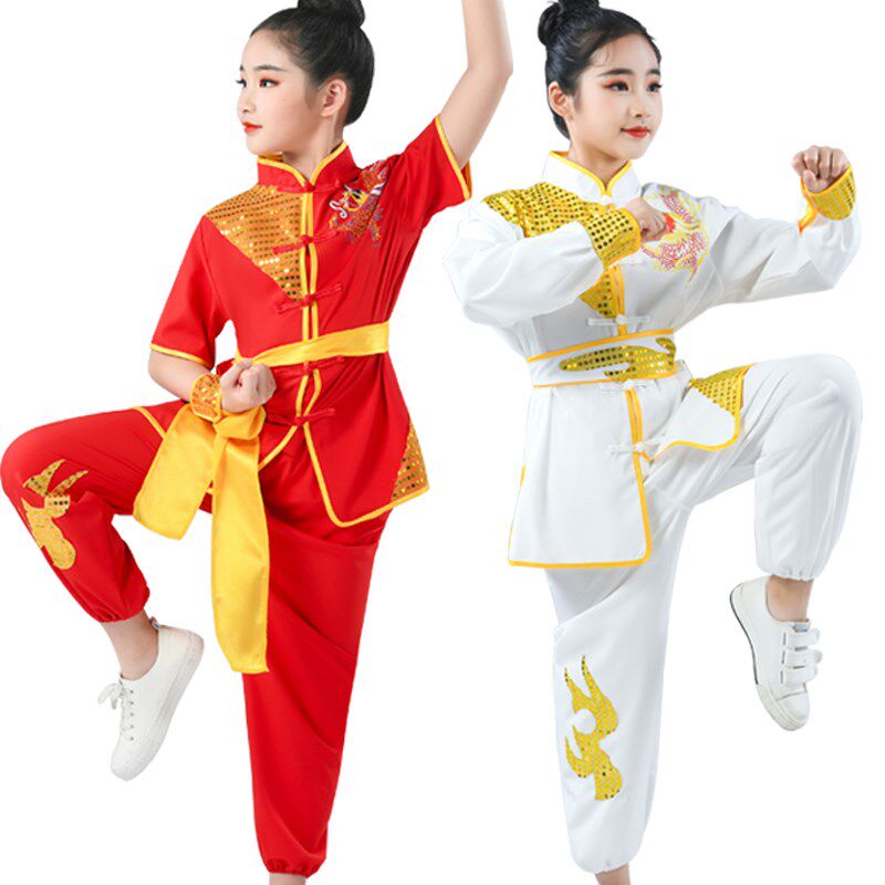 六一儿童武术表演服打鼓舞龙舞狮男女童演出服中国功夫武馆训练服
