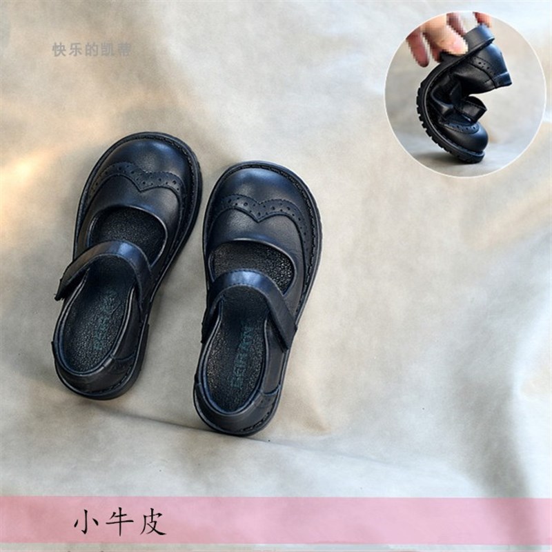 女童真皮休闲黑皮鞋秋季洋气小女孩单鞋软底女宝演出鞋牛皮公主鞋