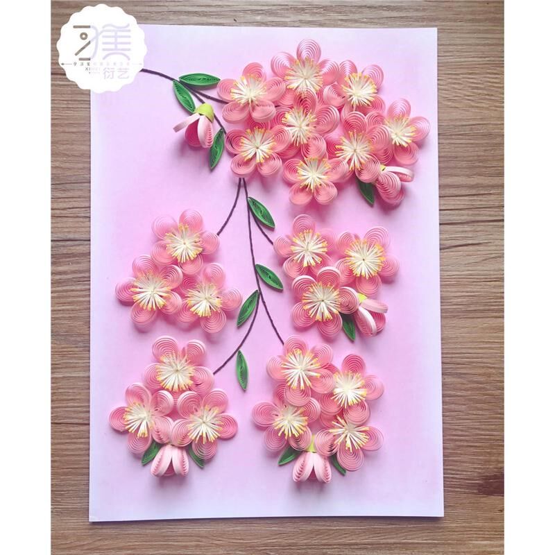 衍纸画材料包 四季之花-春 y桃花 衍纸画手工成人 手工彩纸折纸