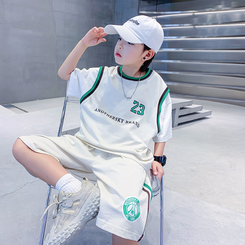 男童夏装篮球服短袖速干运动套装2025新款儿童男孩夏季假两件衣服