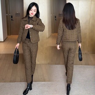 冬季时尚棉衣套装女小个子2025新款高级J感时髦洋气减龄显瘦两件