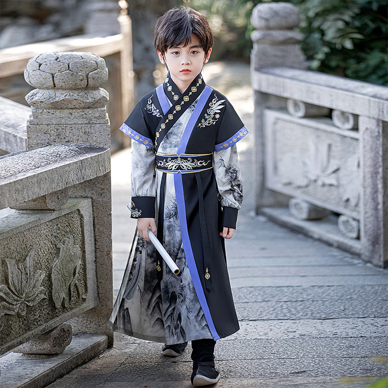 儿童男童武侠汉服2023新款秋装古装中国风幼儿国学服帅气中秋唐装