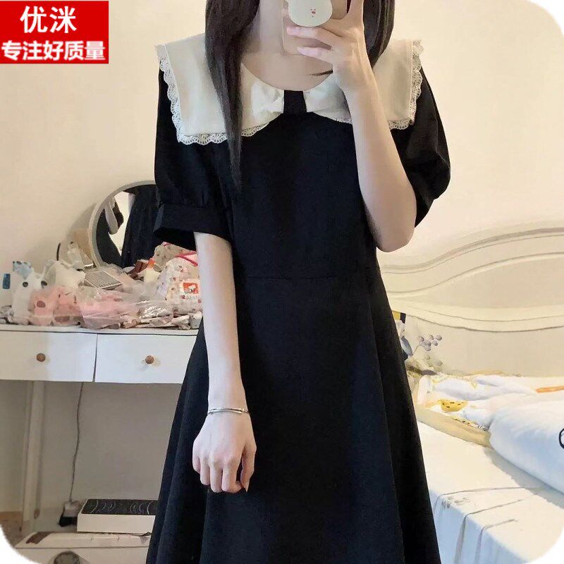 女大童法式复古连衣裙夏装初中生学院风少女孩赫本风甜美显瘦裙子