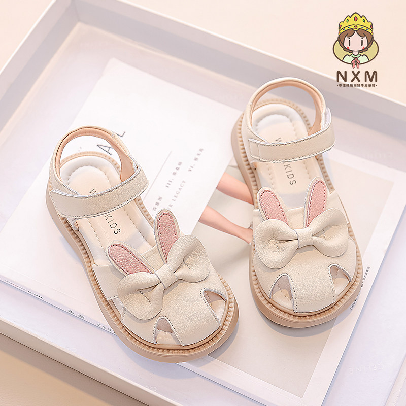 女童鞋子儿童包头凉鞋夏款2023新款夏季宝宝软底真皮小女孩公主鞋