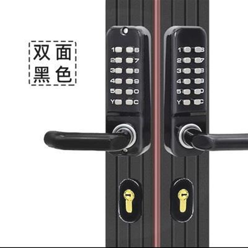 别墅门密码锁防水户外庭院门窄框门锁断桥铝锁双面密码锁铁艺门锁