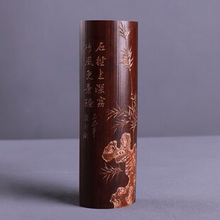 老煤竹茶则手工雕刻梅q兰竹菊老竹子工艺品竹雕精品竹制品茶具文