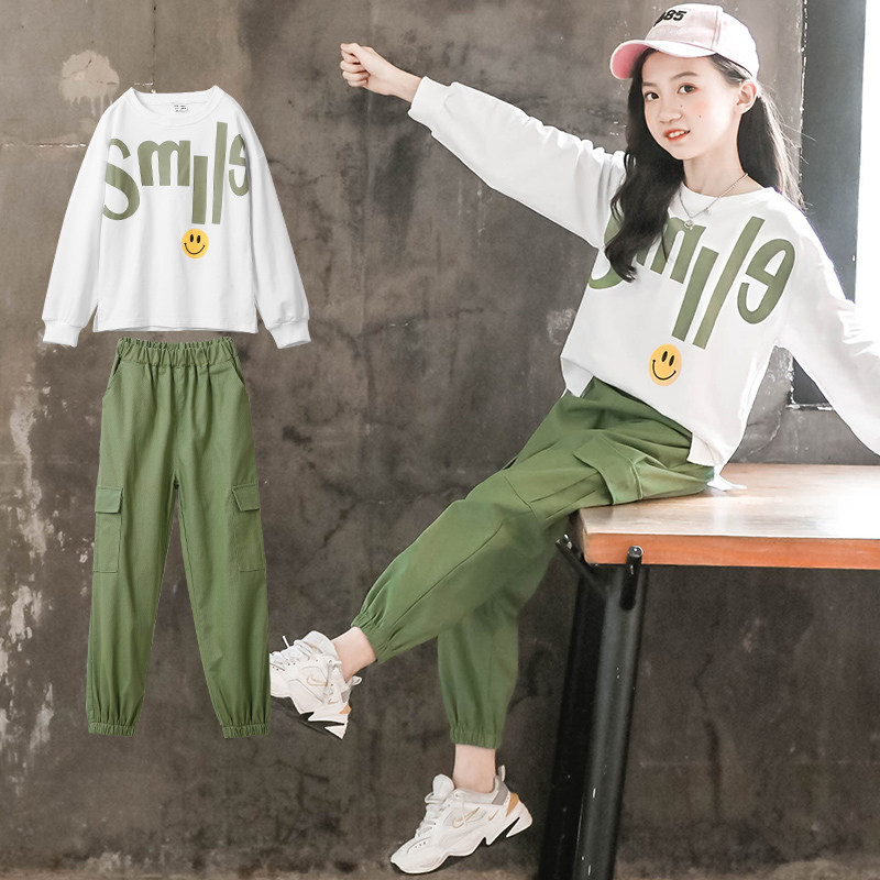 女童套装秋装2021年新款秋季网红儿童装洋气大童运动12岁女孩春秋