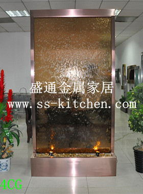 欧式流水喷泉水幕墙流水屏风玻璃流水墙客厅N隔断玄关摆件水帘水