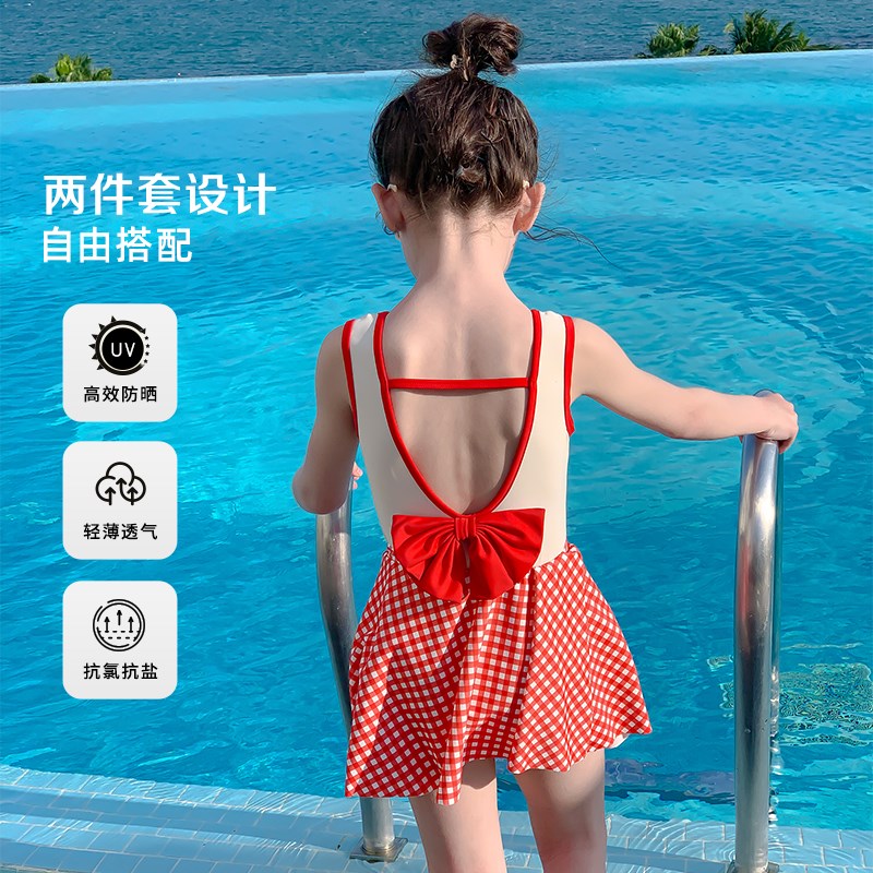 女童连体泳衣夏季新款儿童潜水服中小童洋气小女孩网红爆款游泳服