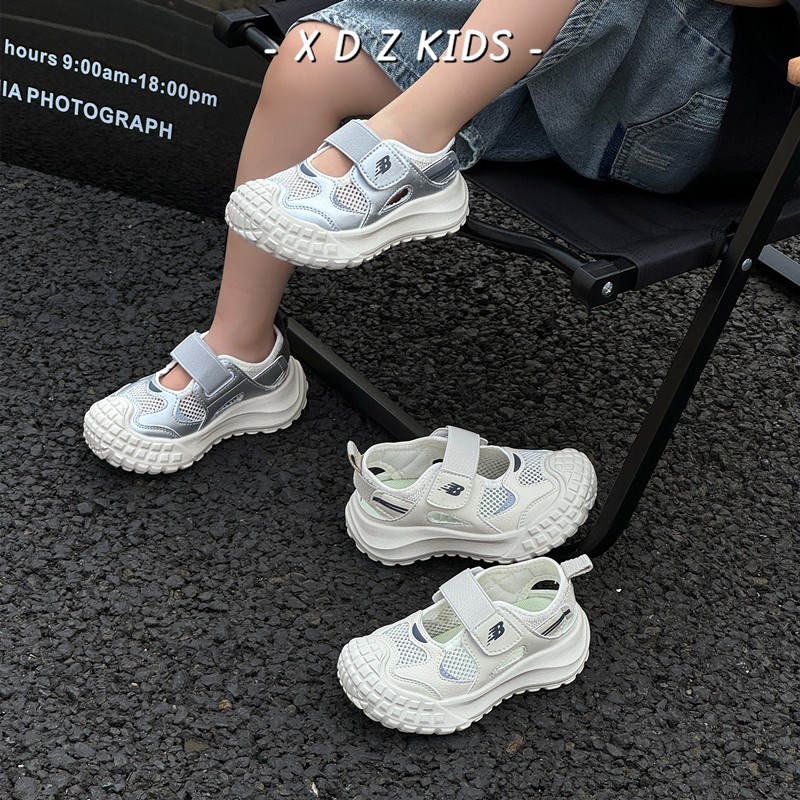 女童镂空透气运动鞋2025夏季新款包头防踢网面男童鞋子运动凉鞋N