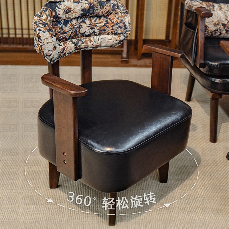 带扶手的沙发椅实木简单休闲卧室客厅靠背单人沙发懒人旋转单人椅