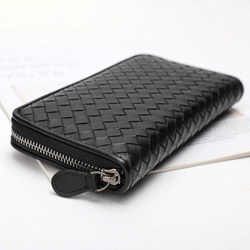 女士编织钱包女长款2021新款真皮卡包一体拉链手拿包可放手机