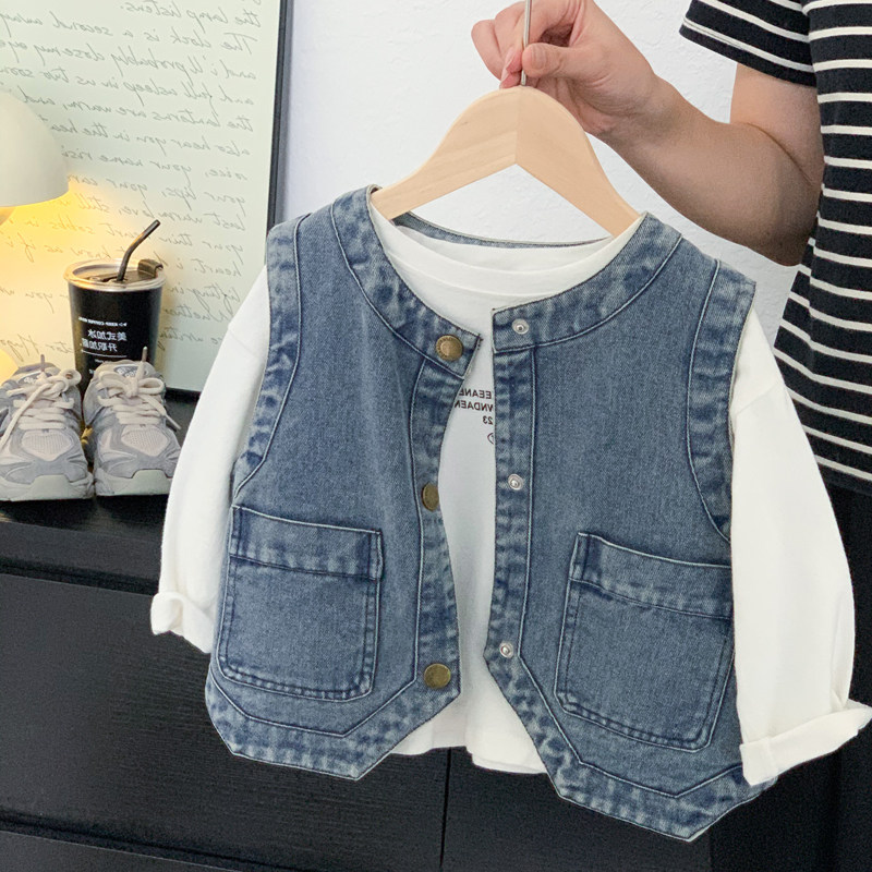 男童春秋装牛仔马甲2025新款中小童帅气韩版坎肩外穿儿童时尚背心