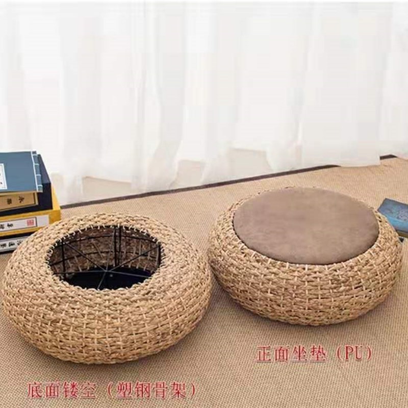 茶道腾草编打坐禅修加厚坐垫蒲团榻榻米飘窗R日式瑜伽圆形坐墩