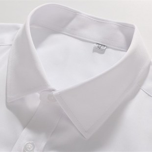 男士白色长袖工装衬衫浅蓝色职业C衬衫纯白色面试衬衫工作服大码