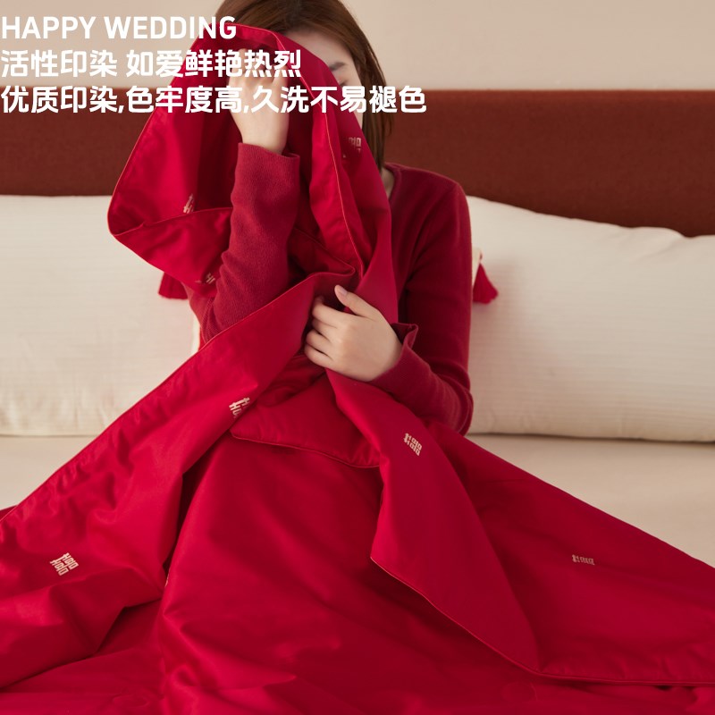 夏凉被纯棉全棉夏季2025新款高档可机J洗红色结婚被子薄款空调被