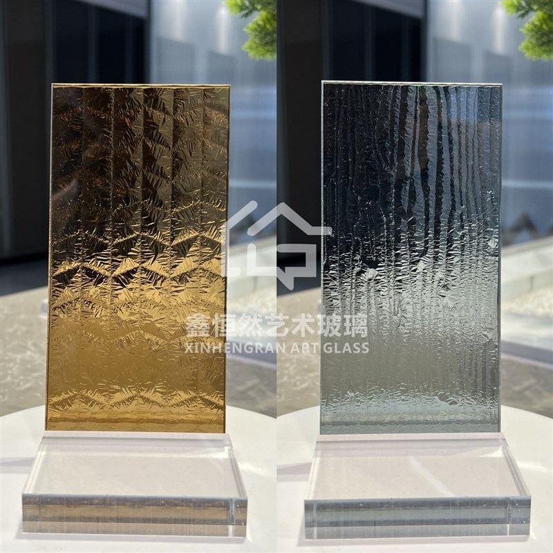 工厂定制新款冰溶艺术玻璃适用屏风隔断J平开门推拉门背景墙护栏图片