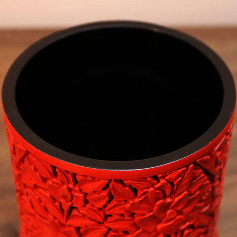 扬州漆器厂e 雕漆7寸大笔筒 结婚生日礼品 家居商务摆件 工艺品