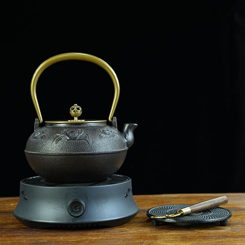 六只螃蟹铸铁壶烧水泡茶壶日式养生铁壶电陶炉煮茶V器茶具礼品套