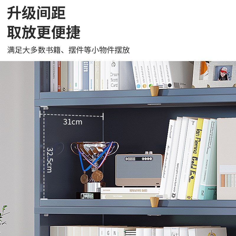 简易儿童书架落地桌面置物架书桌收E纳架家用书柜子储物柜一体靠