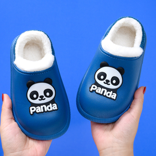 儿童棉拖鞋男女宝宝小孩子居家软底外穿防滑防水保暖加绒棉鞋包跟