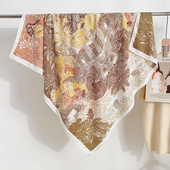 复古撞色印花人字纹90方巾女 气质好搭装 饰领巾披肩围巾