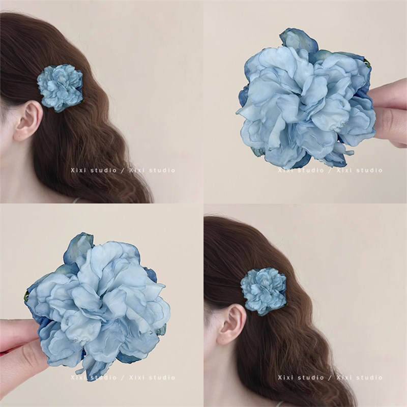 花朵发夹边夹侧边耳后发卡女2024新款高端头花仿真花头饰海边发饰