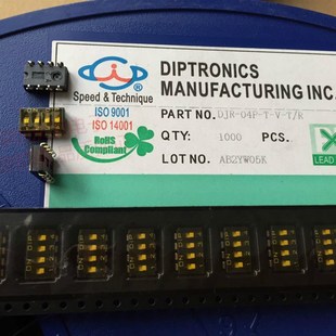 R台湾圆达DIP 拨码 贴膜2.54间距包脚 DJR 开关4位4P编码 04P