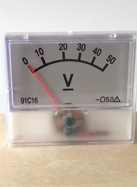 直流电压表91C16 指针式表头50V 充电机稳压器逆变器 55*47MM
